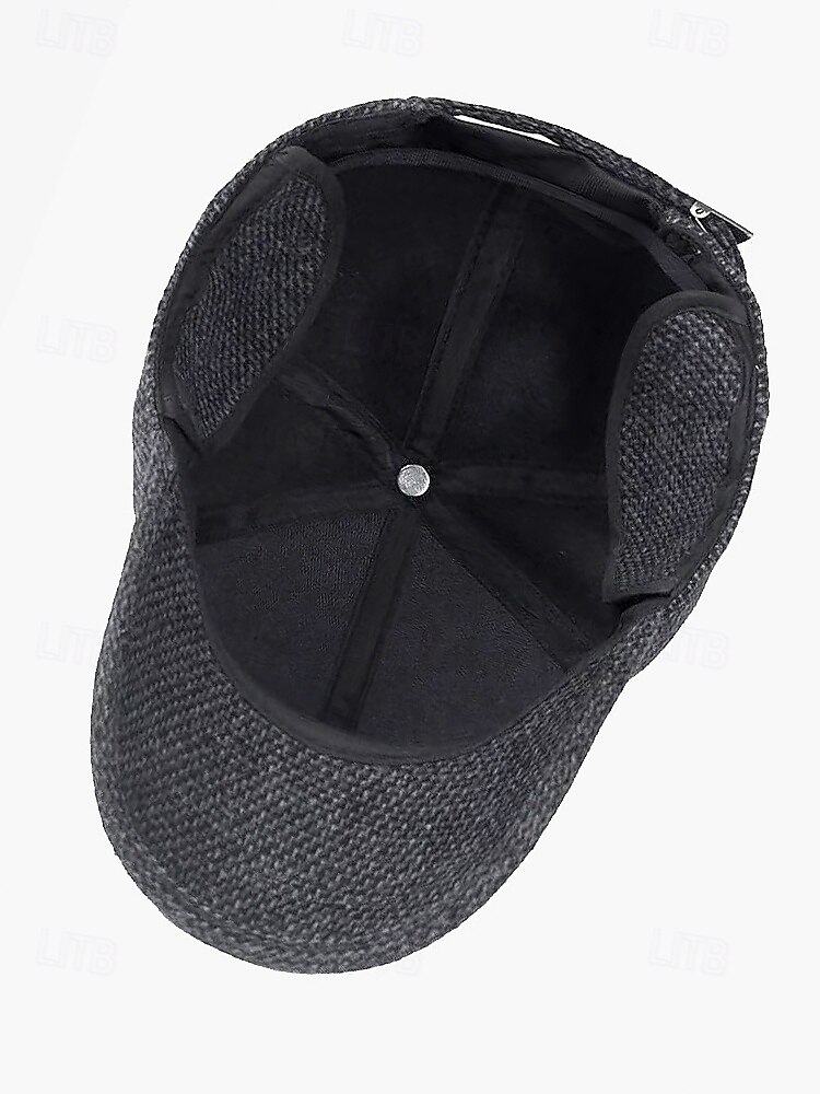 boné de beisebol de lã de inverno masculino com protetores de orelha – chapéu com padrão espinha de peixe quente e estiloso, disponível em cinza, cinza escuro e marrom, perfeito para atividades ao ar livre em climas frios de 2025 por $11.99 –P6