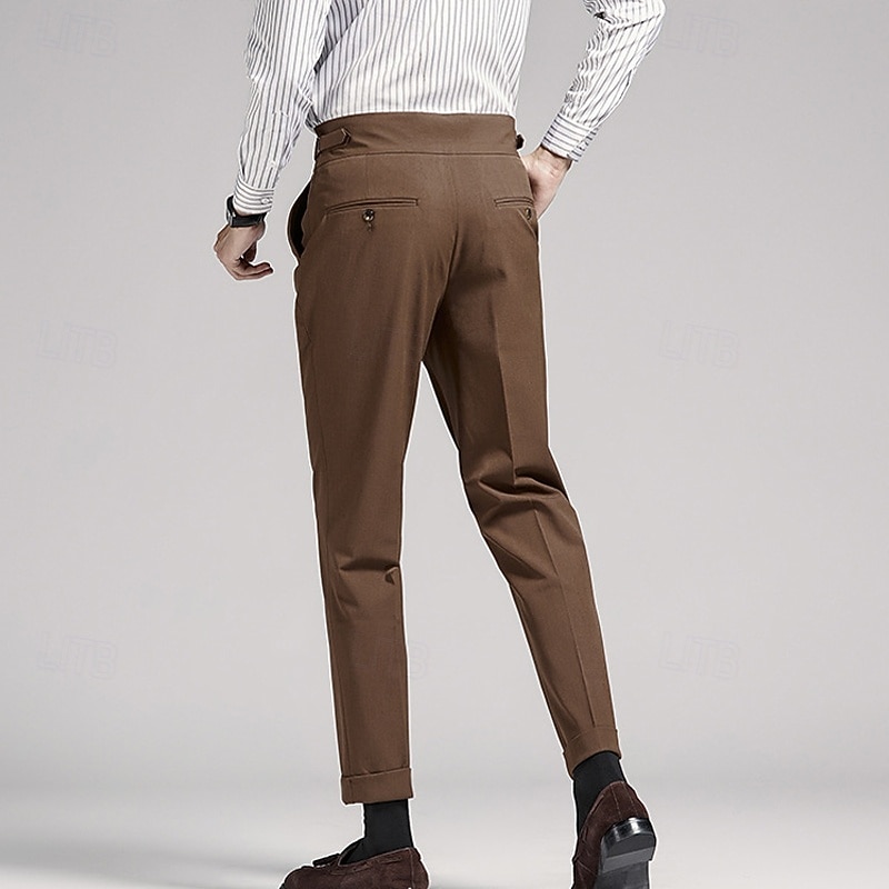 Men's Graduation Dress Pants Trousers Chinos Buttons Pocket Solid Color Comfort Formal Party Work Fashion Classic Style Black Navy Blue Micro-elastic 2026 - $49.99 –P13