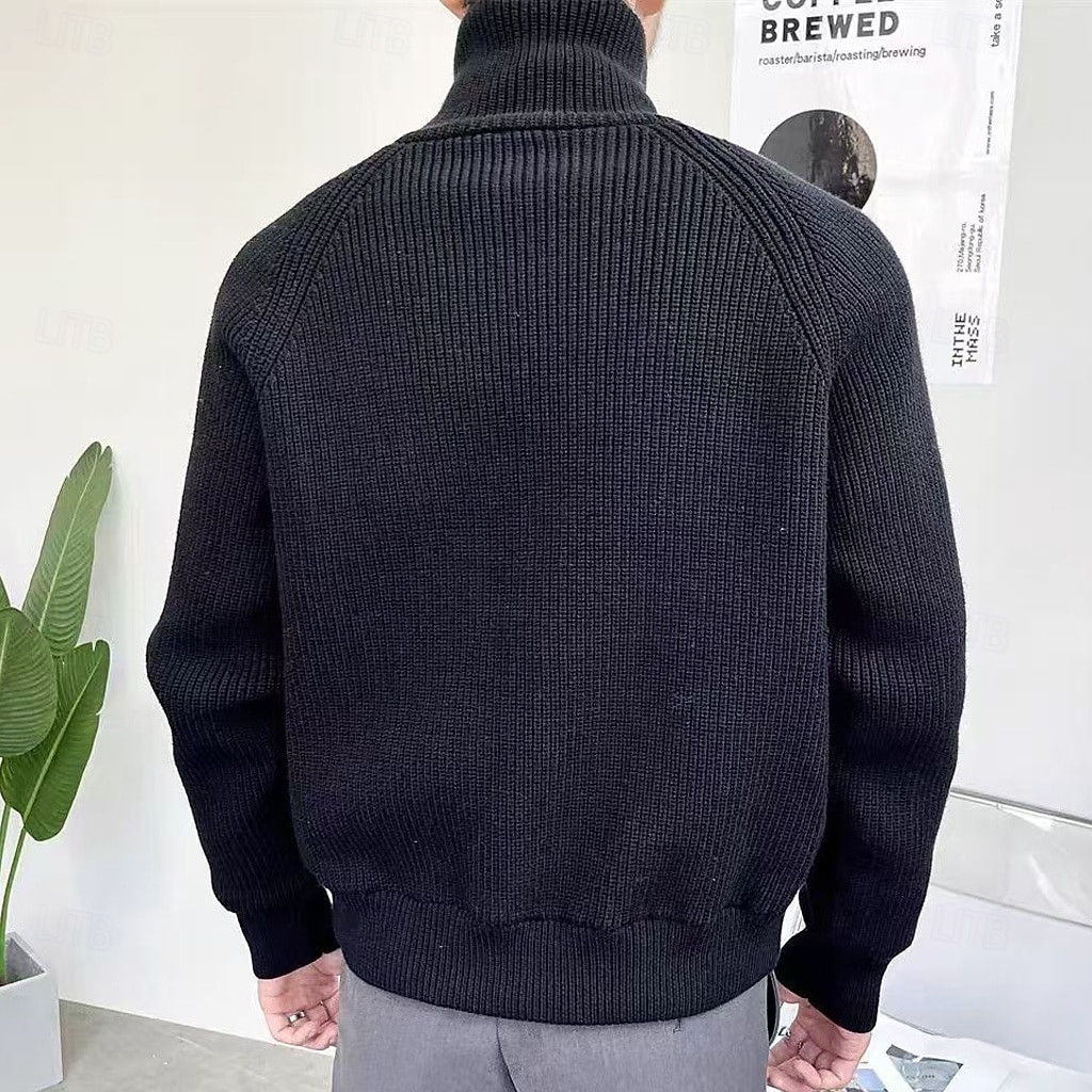 Herren Weihnachtspullover Strickjacke Zip Pullover Reißverschluss Pullover Jacke Strickpullover Grobstricken Stricken Zip Gerippt Feste Farbe Stehkragen Weihnachten Strickware Freizeitskleidung 2025 - $35.99 –P3