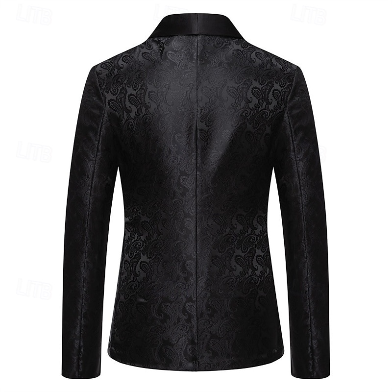 Bărbați Blazer Afaceri Petrecere cu cocktail Petrecere Nuntă Modă Casual Primăvara & toamnă Poliester Imprimeu Paisley Buzunar Nasturi Comfortabil Cu Un Nasture Blazer Argintiu Gri Închis Negru Alb 2026 - $60.99 –P14