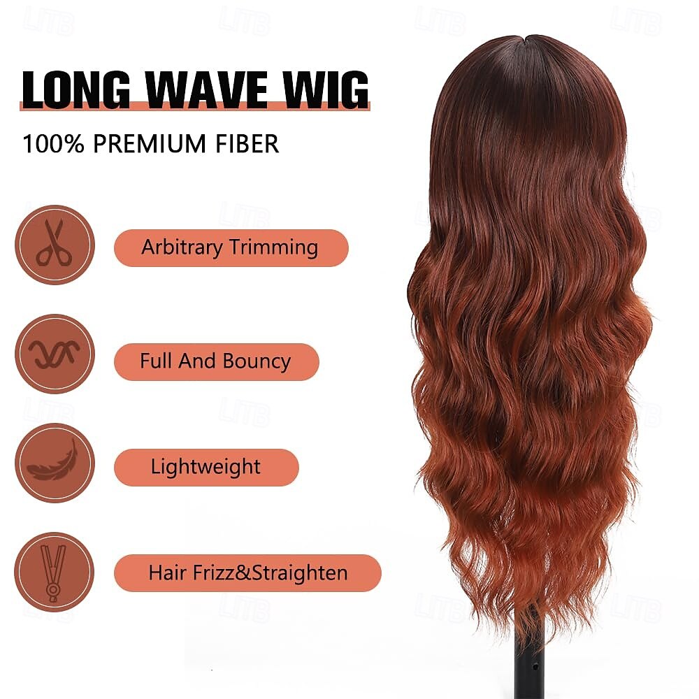 Wigs with Bangs,Long Curly Wig for Women Long Wavy Wig Synthetic Hair Wig for festival holiday Use 2025 - $19.49 –P8