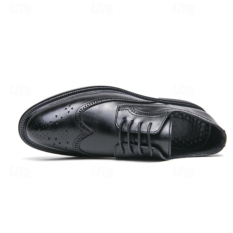 chaussures richelieu marron pour hommes avec bout d'aile et semelle en caoutchouc - chaussures formelles classiques pour les affaires, le bureau et les événements spéciaux de 2025 ? $46.99 –P4