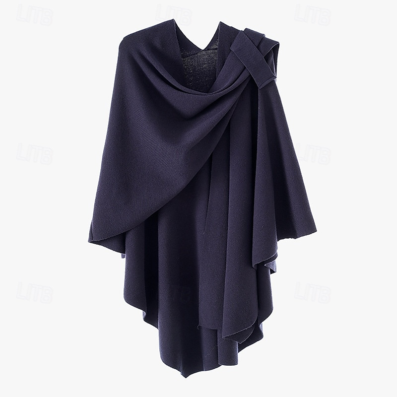 crossover sjal för kvinnor omlott öppen front poncho cape elegant loop sjalar resesjalar för höst vinter längd 150cm 2025 - $39.99 –P12