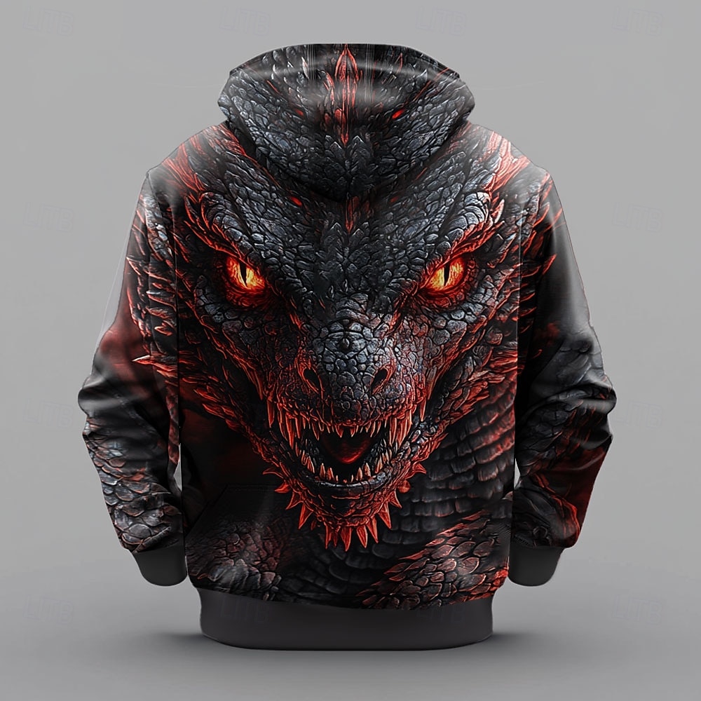 Homens Dragão Moletons Moletom Casacos Manga Longa Moletom com capuz Gola Redonda Moda Impressão 3D Festa Feriado Streetwear Preto Azul Com Cordão Outono Inverno Designer de 2025 por $29.99 –P2