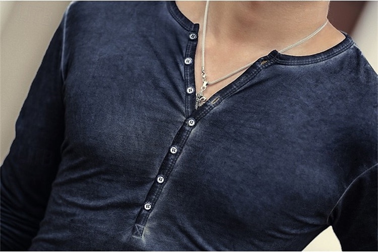 Men's Henley Shirt Tee Top Long Sleeve Shirt Plain Henley Street Vacation Long Sleeve Clothing Apparel 100% Cotton Vintage Fashion Basic 2025 - GBP £17 –P10