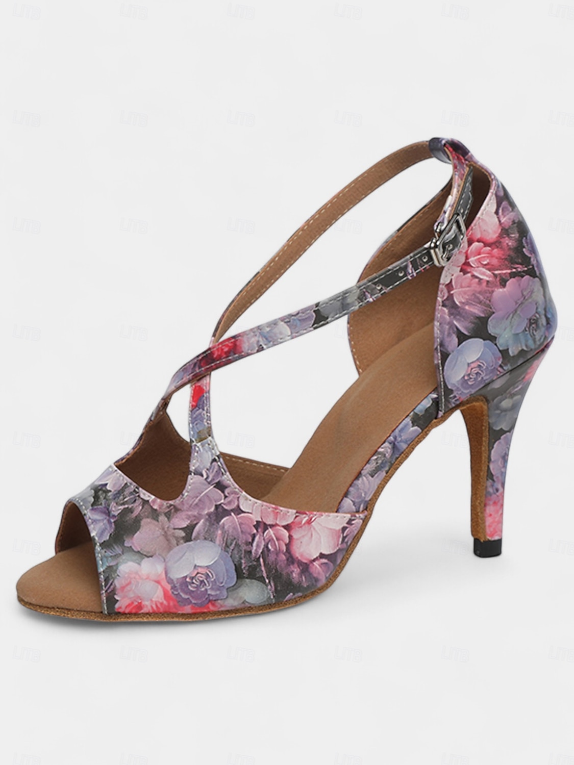 chaussures de danse latine à imprimé floral pour femmes - talons à bout ouvert avec design à lanières pour les spectacles de salon, de salsa et de tango de 2025 ? $46.99 –P5