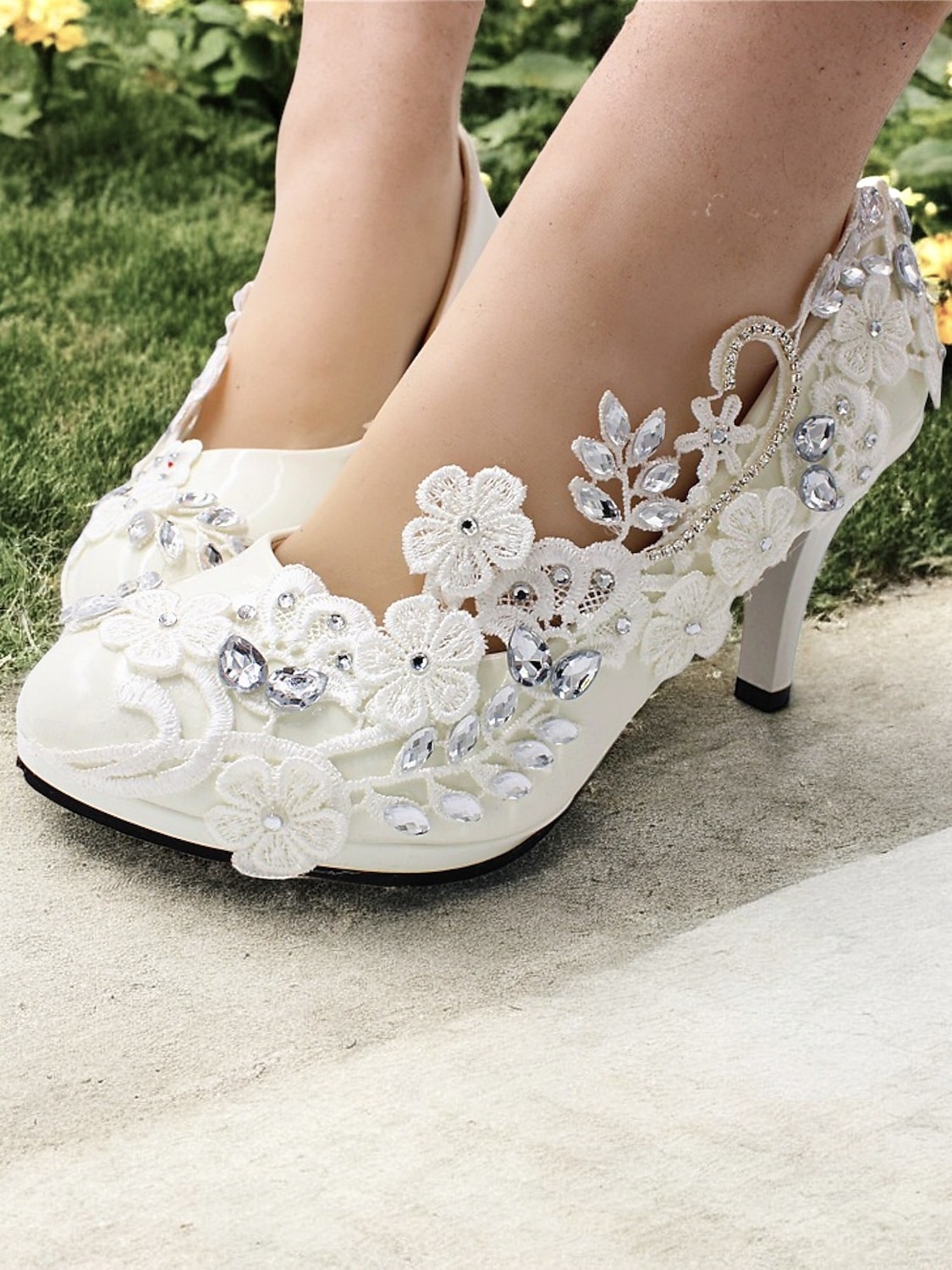 pantofi de mireasa eleganti cu aplicatii de flori pentru ocazii speciale. 2025 - $42.99 –P6