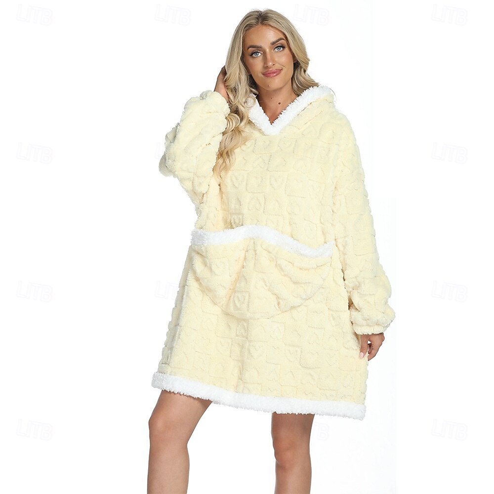Adulte Couleur unie Combinaison de Pyjamas Couverture à capuche surdimensionnée Couverture portable avec poche Combinaison de Pyjamas Pyjamas Kigurumi Le style mignon Pour Homme et Femme Carnaval de 2025 ? $32.99 –P1