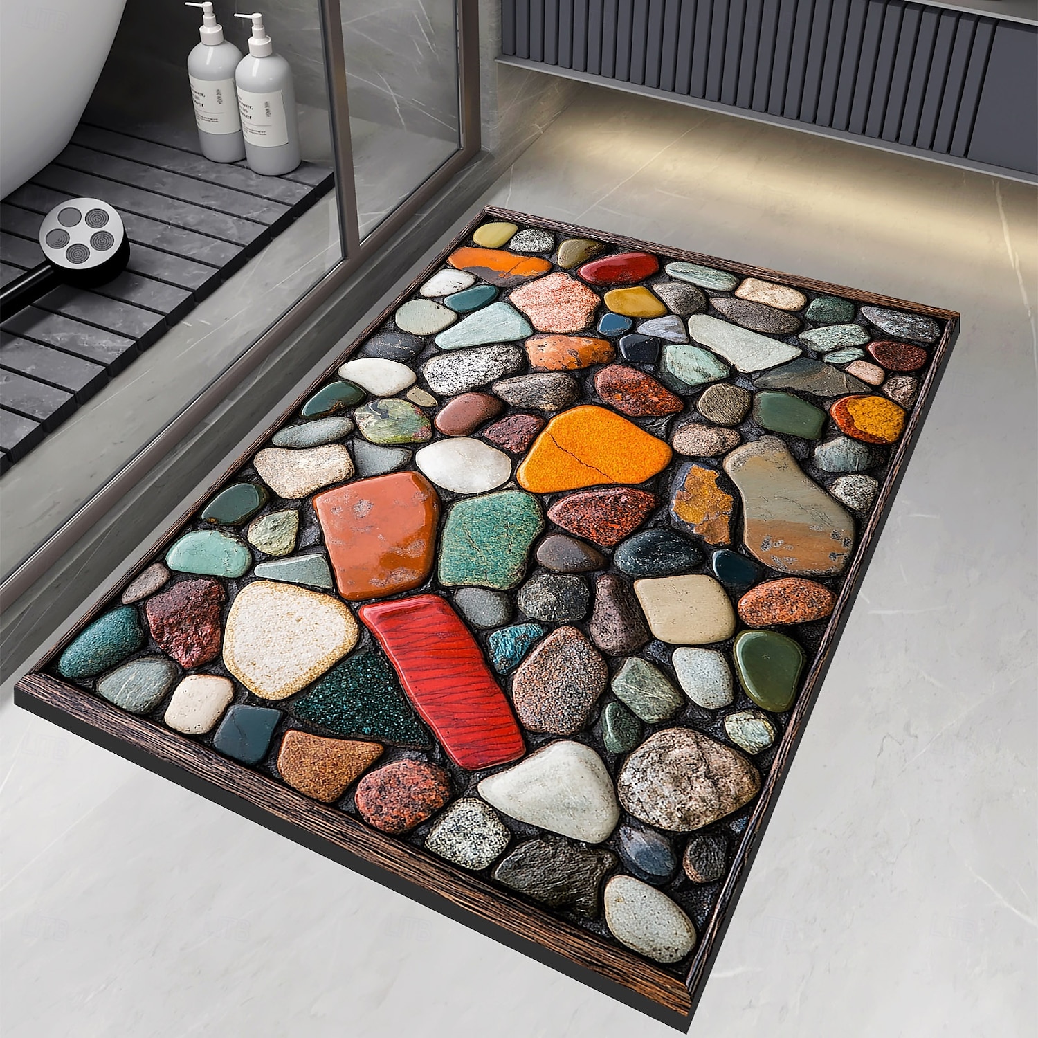 Pebble Bathroom Rug, Polyester Rectangle Door Mat, Super Absorbent, Non-Slip, Easy-to-Clean, Stain-Resistant Bath Mat 2025 - $8.99 –P13
