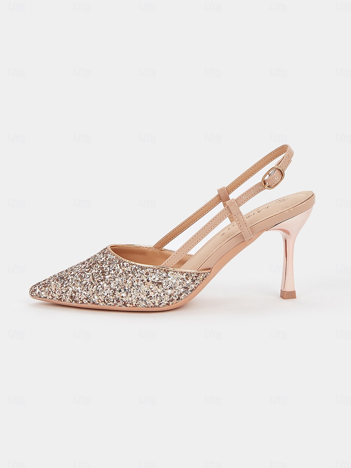 csillogó rózsa arany slingback sarkú cipő állítható bokapánttal és női cicasarkú - ideális esküvőkre és különleges alkalmakra 2025 - $54.99 –P5