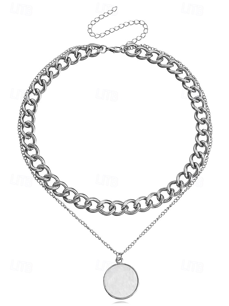 elegant lagerhalsband med guldkedja - runt hänge & chunky choker för kvinnor, perfekt för formella evenemang och fester 2025 - $9.99 –P10
