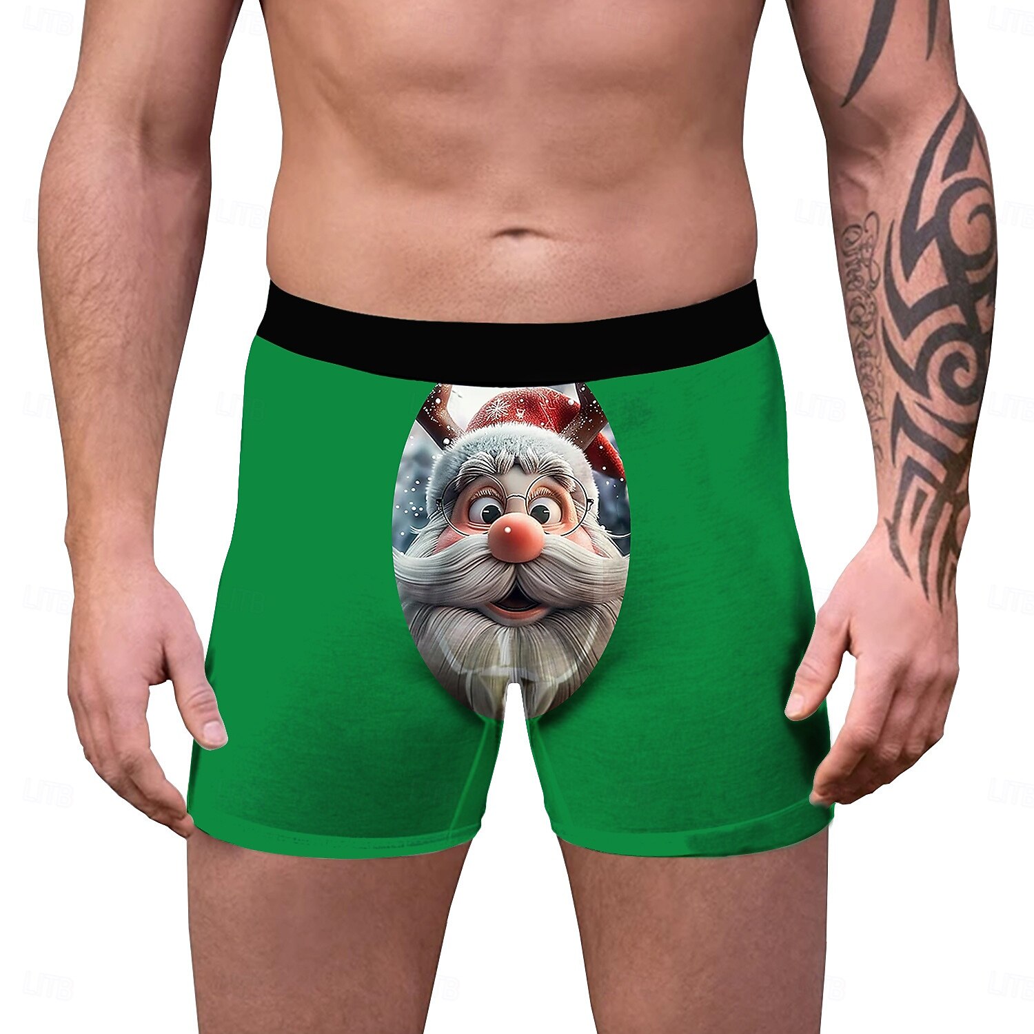 Mikulás Karácsonyi pizsama Boxeralsók Fehérnemű karácsonyi ajándék Férfi Vicces Karácsony Minta Felnőttek Karácsony Újév szenteste Karácsony Parti 2025 - $15.49 –P2