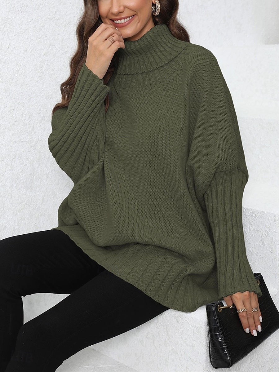 Damen Pullover Brautkleider schlicht Weich Einfarbig Gerippt Rollkragen Strick Langarm Normale Oberteile Stricken Outdoor Täglich Wochenende Marineblau Grün Herbst Winter 2025 - $51.99 –P5