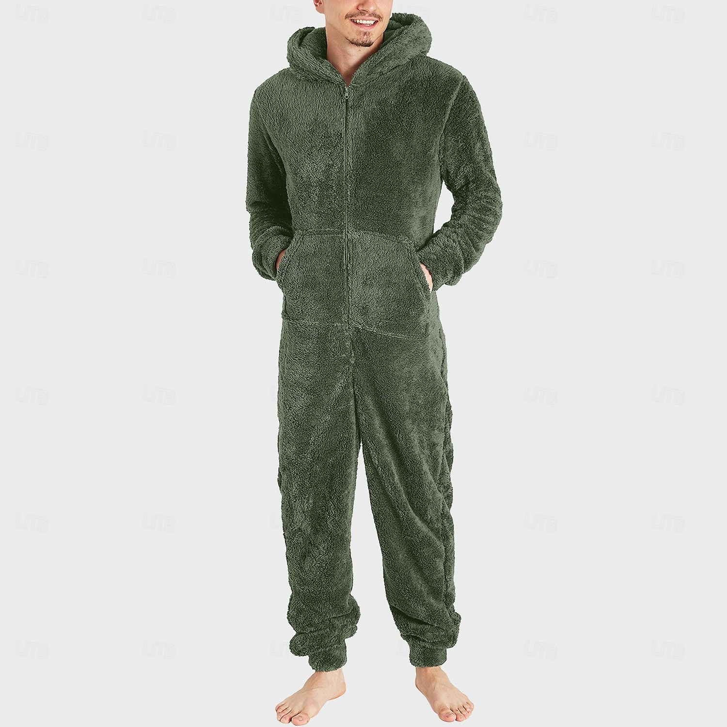 Herren Bodys Schlafanzüge Schlafanzug Set 1 PC Einfarbig Modisch Stilvoll Klassisch Heim Täglich Bett Polyester Komfort Weich Geschenk Kapuzenpullover Langarm Hoodie Sweatshirt Kapuze Jumpsuit Tasche 2025 - $33.99 –P2