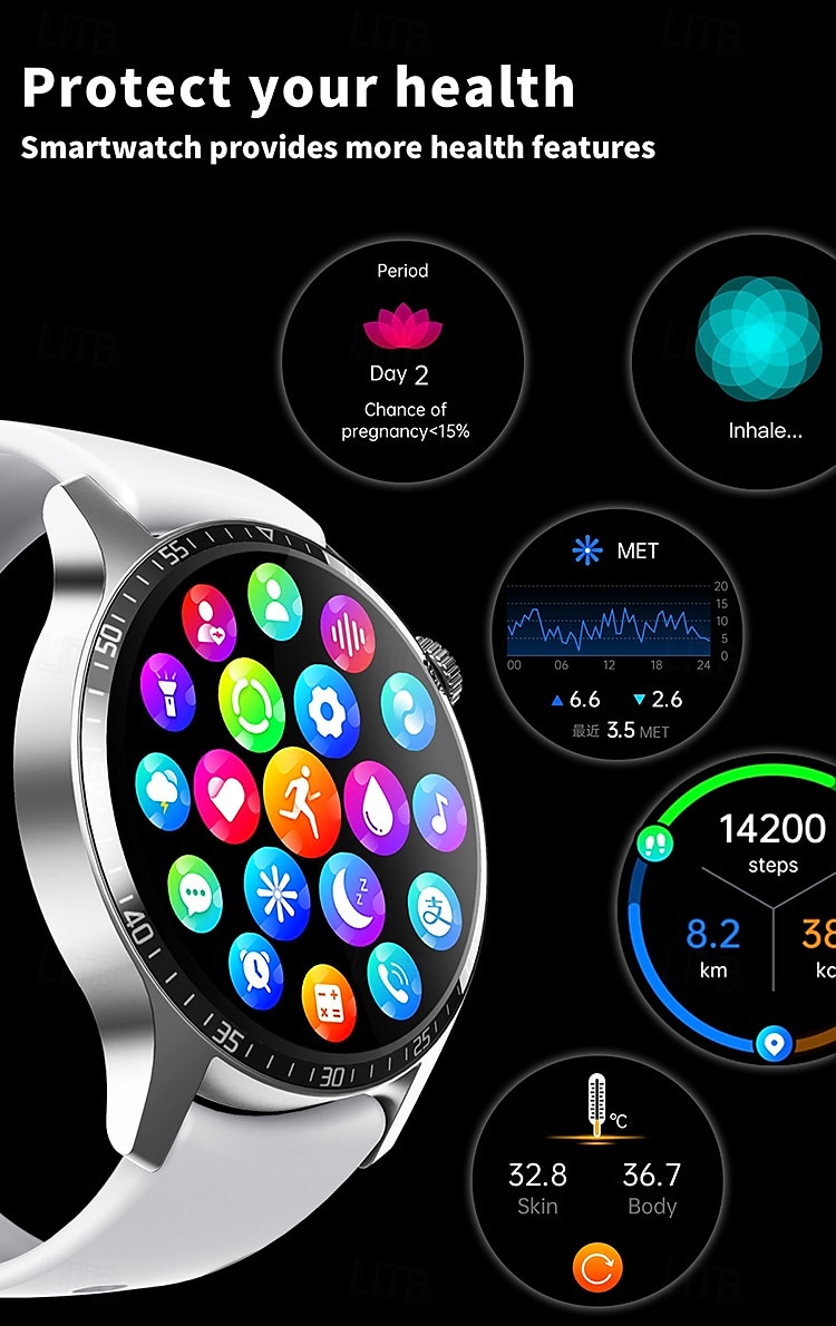 F207 Slimme horloge 1.35 inch(es) Smart horloge Bluetooth Temperatuurbewaking Stappenteller Gespreksherinnering Compatibel met: Android iOS Dames Heren Lange stand-by Handsfree bellen Waterbestendig 2025 - $62.99 –P8