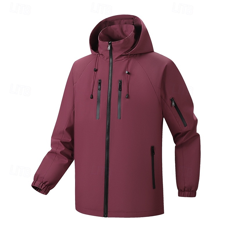 Pánské Outdoorová bunda Kapsa na zip Více kapes Jaro Podzim Zima Pevná barva Sportovní Neutrální Kapuce Černá Bílá Armádní zelená Sytě červená Saka 2025 - $34.99 –P5