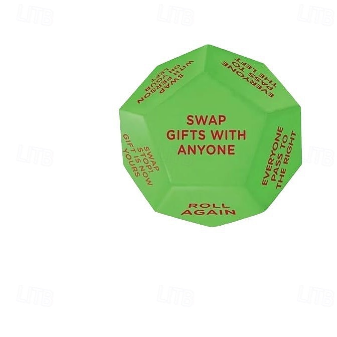 Santa Swap Gift Exchange Dice,2025 New Gift Exchange Dice, Exchange Dice Game,Christmas Group Party Game,12 Different Sides 3 * 3 * 3in Pu Material Gift Exchange Dice Game 2025 - $13.99 –P6