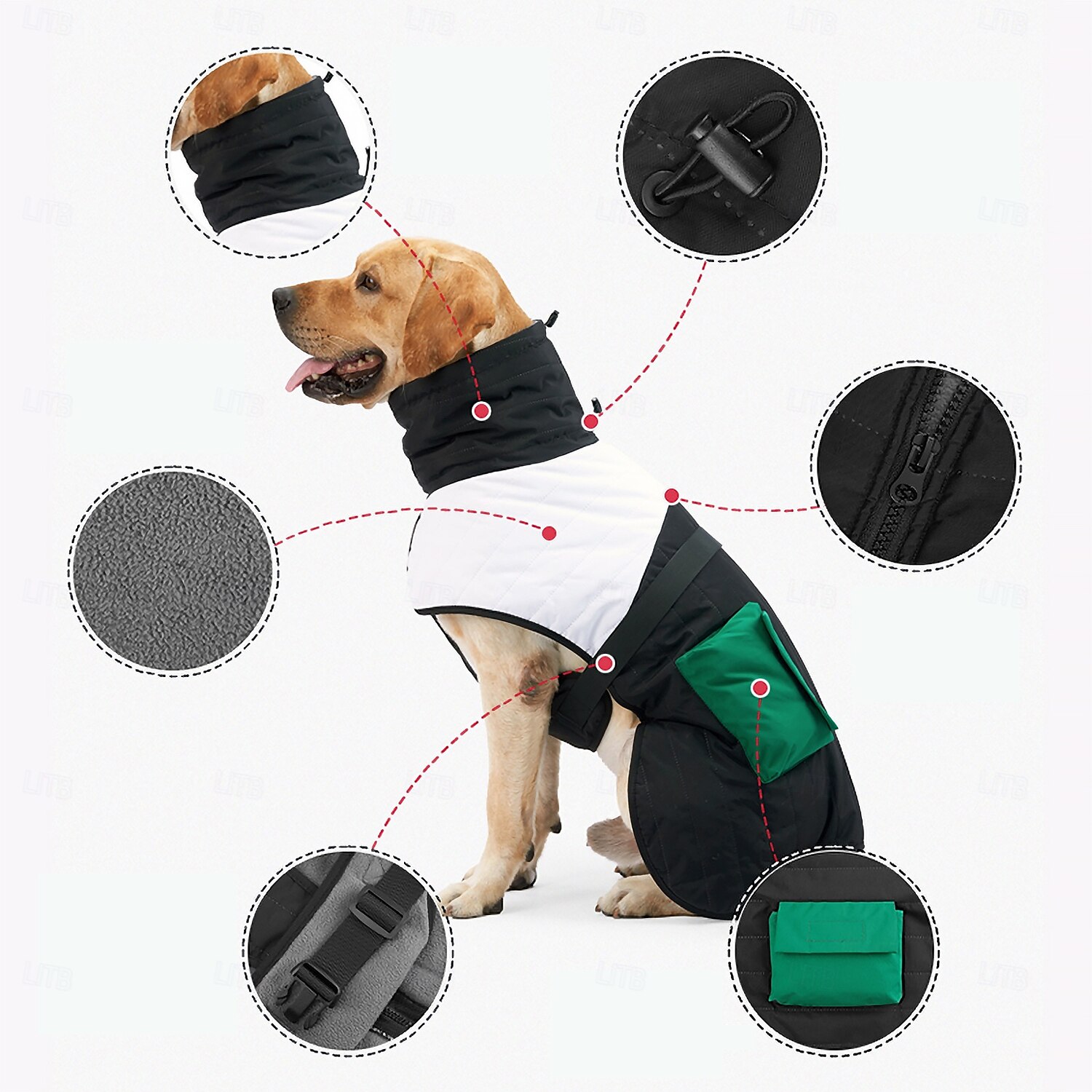 Câini Haine Puffer Jack Jachetă din lână Iarnă Impermeabil Cald Comfortabil În aer liber Interior homewear Mediu Mare 2025 - $28.99 –P4