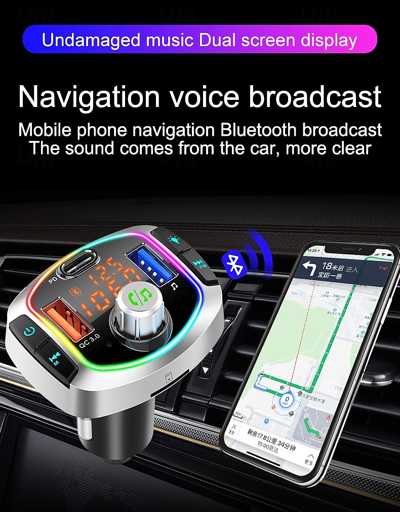 2025年 pd18 FMトランスミッター カーMP3プレーヤー デュアルUSBハンズフリーBluetoothアダプター コレクション – $43.99 –P14
