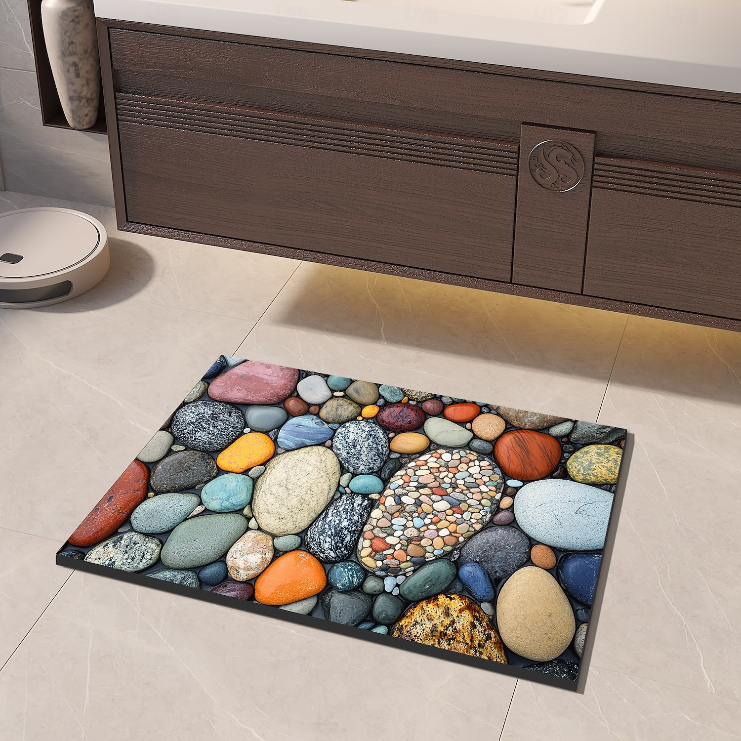 Pebble Bathroom Rug, Polyester Rectangle Door Mat, Super Absorbent, Non-Slip, Easy-to-Clean, Stain-Resistant Bath Mat 2025 - $8.99 –P6