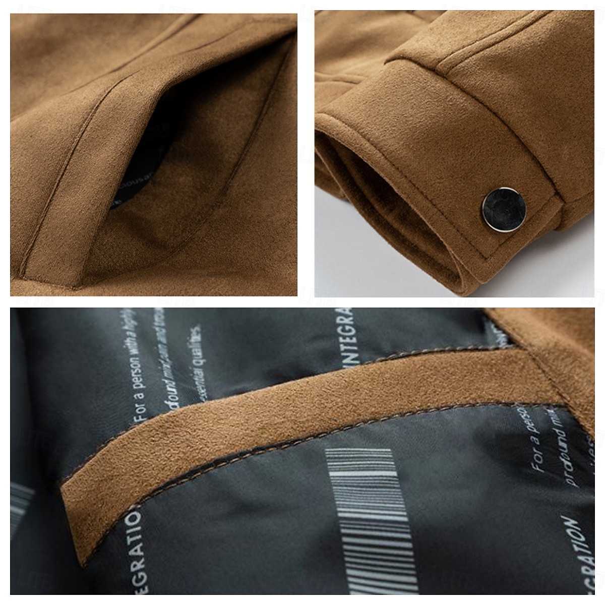 Hombre Chaqueta ligera Chaqueta de gamuza sintética Hogar Oficina Cortavientos Bolsillo Invierno Primavera & Otoño Color sólido Vintage Estilo clásico Regular Negro Marrón Chaquetas 2026 - $75.99 –P4