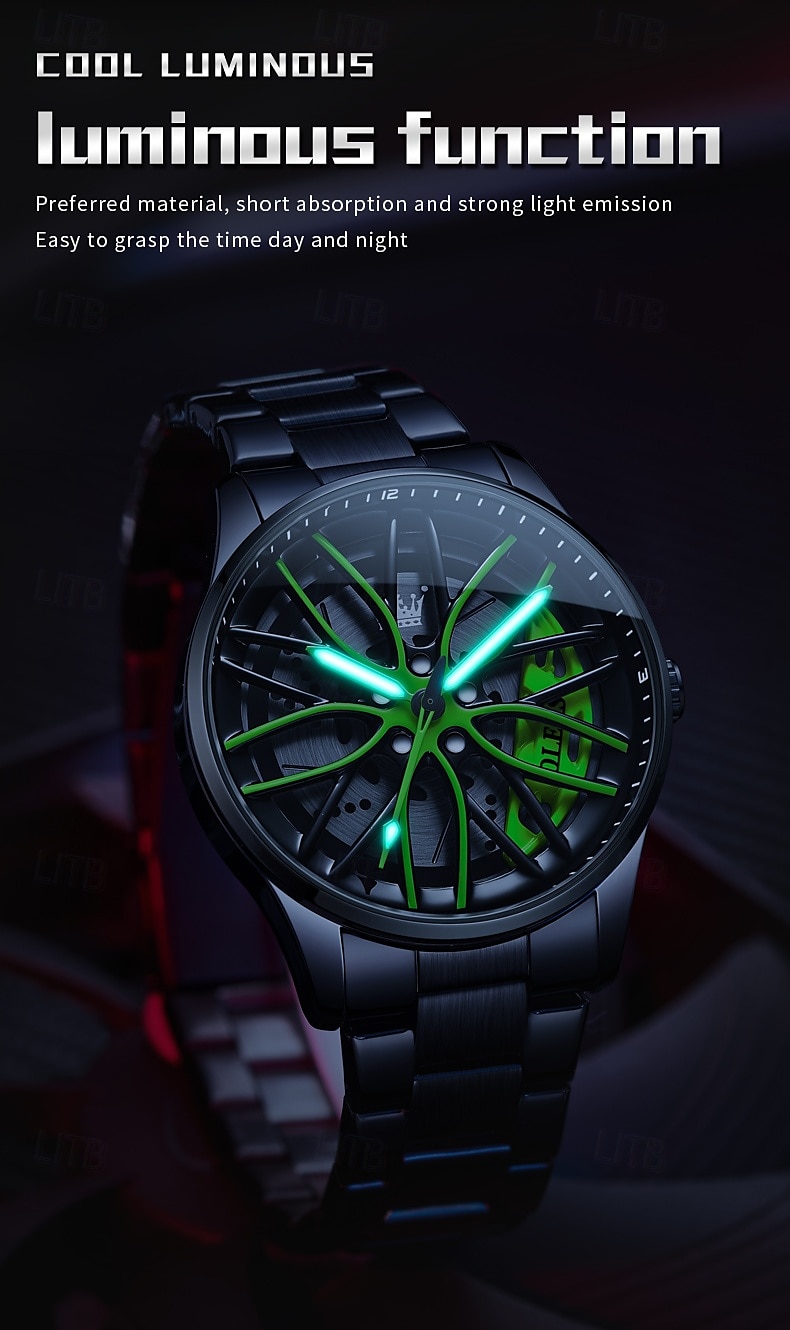 Часы OLEVS Men Quartz - креативные модные повседневные наручные часы со светящимися элементами и водонепроницаемыми стальными украшениями 2025 - $35.99 –P7