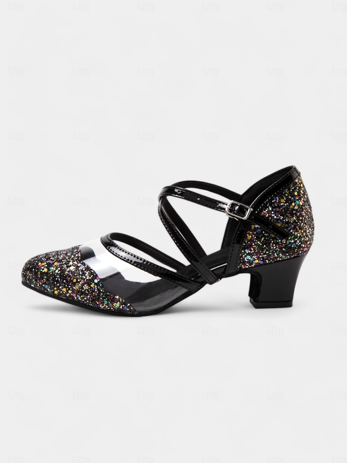 chaussures de danse à paillettes noires pour femmes avec brides croisées, semelle en daim souple et talons bas – parfaites pour les événements de salon, latins et de fête de 2025 ? $46.99 –P4