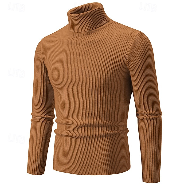 Herren Pullover Gerippt Stricken Standard Strick Schmaler Schnitt Glatt Rollkragen Moderne zeitgenössische Arbeit Freizeitskleidung Bekleidung Winter Frühling & Herbst Schwarz Weiß M L XL 2025 - $25.99 –P14