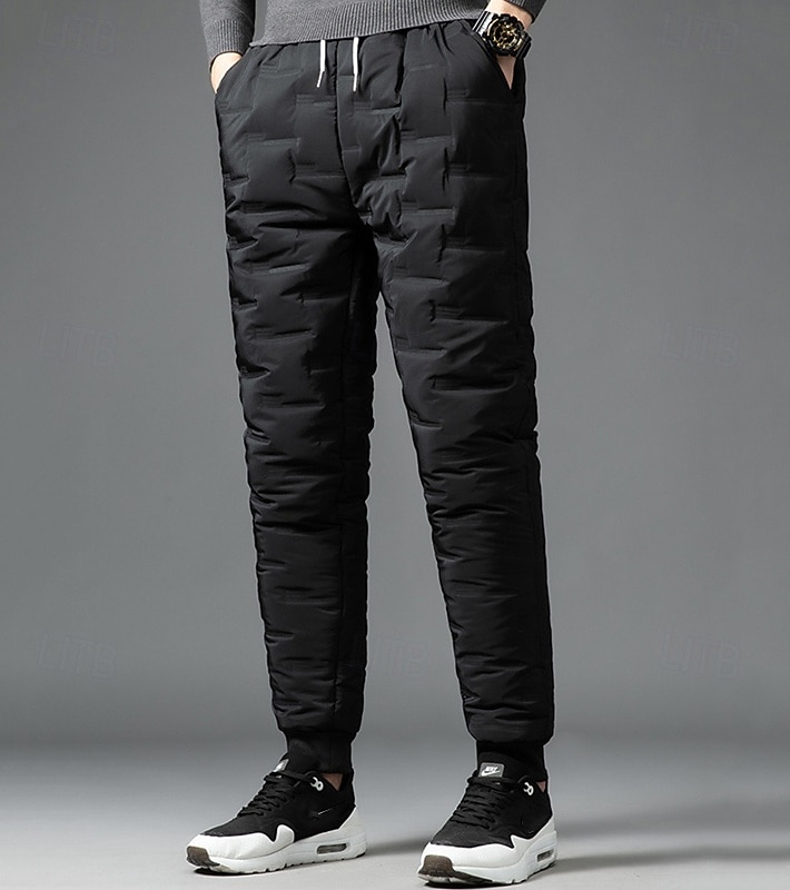 Men's Sherpa Fleece Pants Sweatpants Joggers Trousers Pocket Drawstring Elastic Waist Plain Comfort Warm Sports Outdoor Daily Fashion Casual Black 1# Black Micro-elastic 2026 - $16.49 –P15