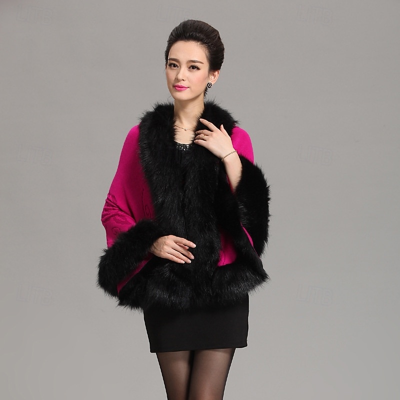 vrouwen luxe bruids imitatiebont sjaal wikkelmantel jas trui cape 2025 - $66.99 –P11