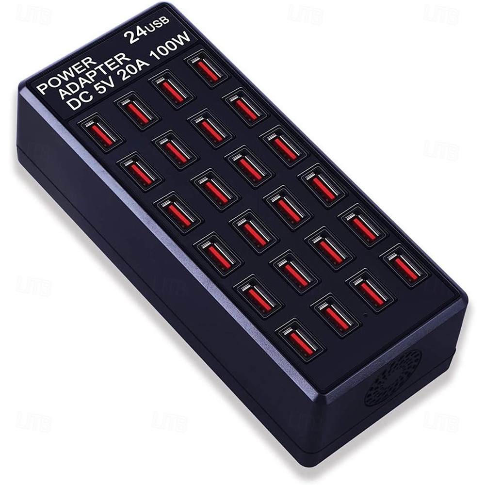 ny vare 5v 20a 100w 24 port usb hurtigladestasjonreise stasjonær usb hurtiglader multiporter ladestasjon 2025 - $51.99 –P4