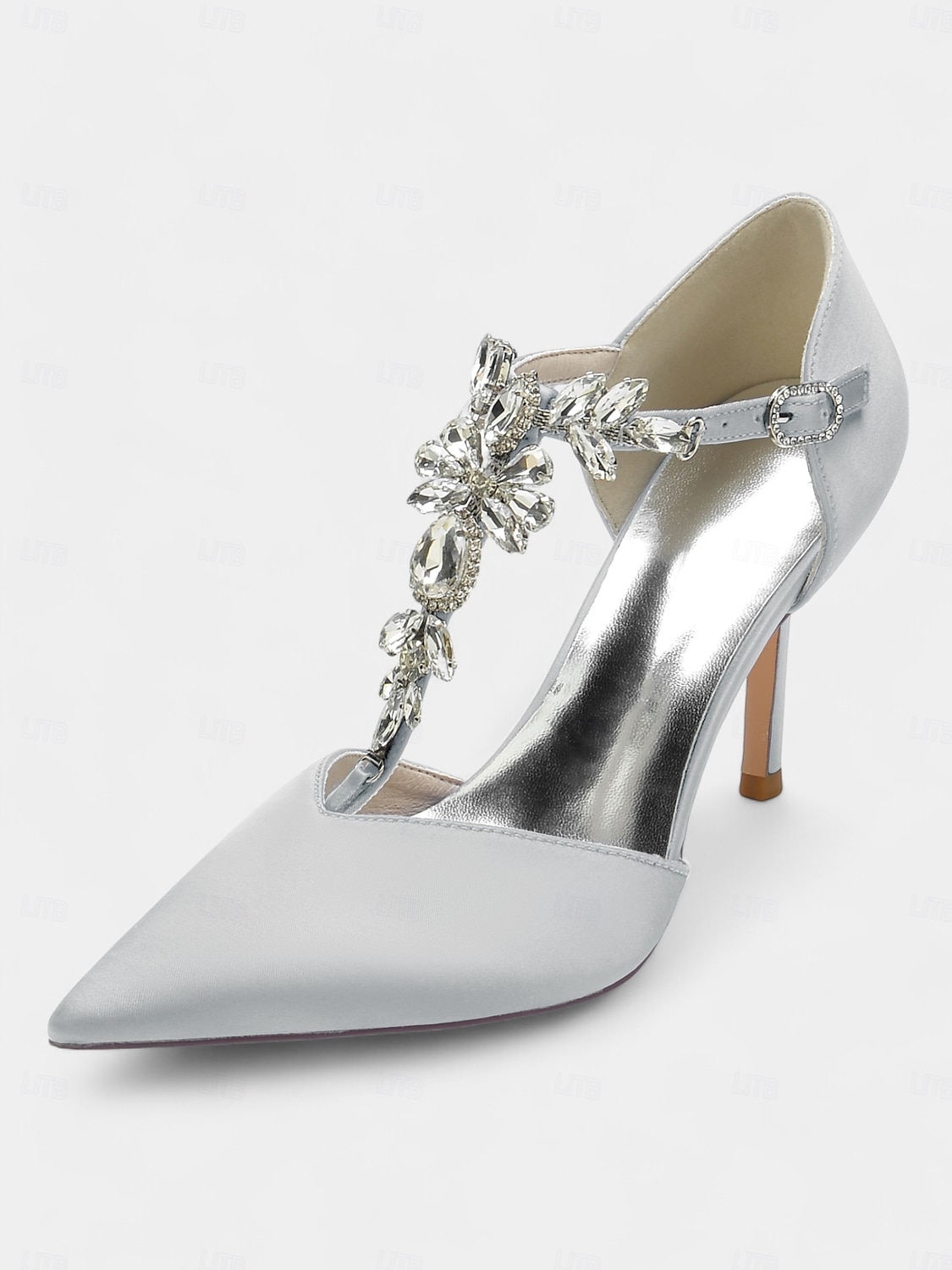 Escarpins à brides en satin bleu marine pour femmes – chaussures de cocktail à bout pointu avec ornements en cristal pour mariages et soirées de 2025 ? $64.99 –P18