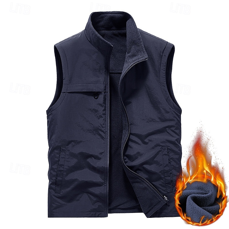 Men's Hiking Vest Hiking Fleece Vest Sleeveless Vest Outdoor Thermal Warm Fleece Lining Comfortable Winter Multiple Pockets Polyester Black Army Green Khaki Hunting Fishing Climbing 2025 - $31.99 –P3