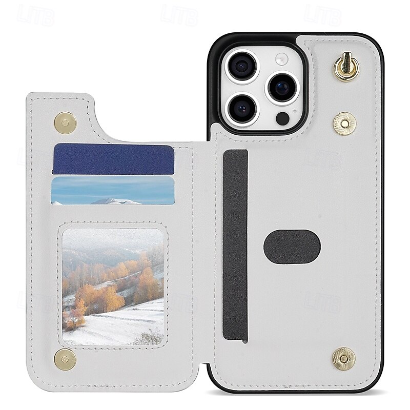טלפון מגן עבור אייפון 16 אייפון 15 iPhone 14 13 12 11 Pro Max Plus כיסוי אחורי עם רצועת יד רגלית חריץ לכרטיס רטרו תבנית גאומטרית TPU עור PU 2025 - $18.99 –P4