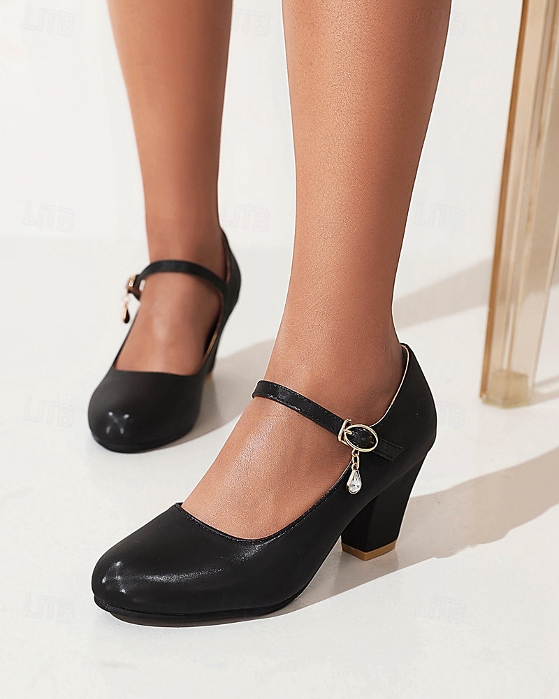 Hellblaue Mary Jane Pumps für Damen mit dekorativem Schnallenriemen und Blockabsatz – elegantes Schuhwerk für Partys und formelle Anlässe 2026 - $42.99 –P1