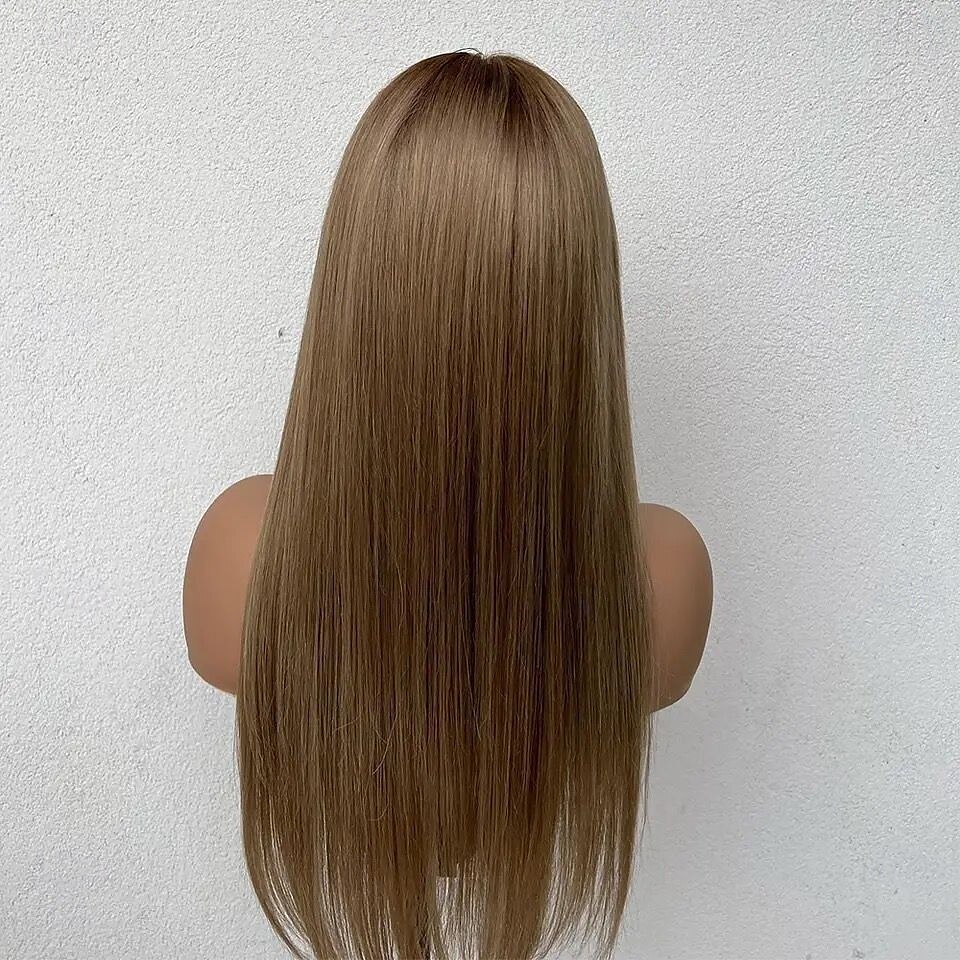 Cabelo humano remy Fechamento 5x5 13x4 Lace Front Peruca Com Franjas Cabelo Brasileiro Liso Marrom Peruca 130% 150% Densidade do Cabelo com o cabelo do bebê Riscas Naturais Sem cola Pré-depenado Para de 2025 por $294.69 –P4