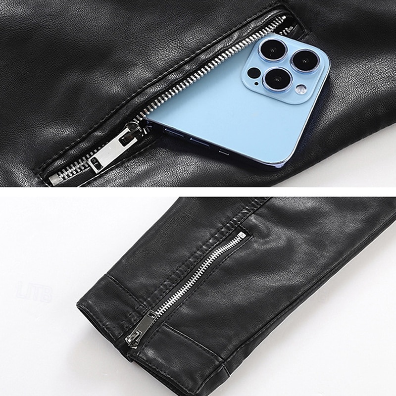 Homens Blusão de couro falso Jaqueta de Transição Jaqueta de motociclista Jaqueta de Motocicleta Férias Diário A Prova de Vento Manter Quente Bolsos Outono & inverno Tecido Moda Clássico Colarinho de 2026 por $47.99 –P7