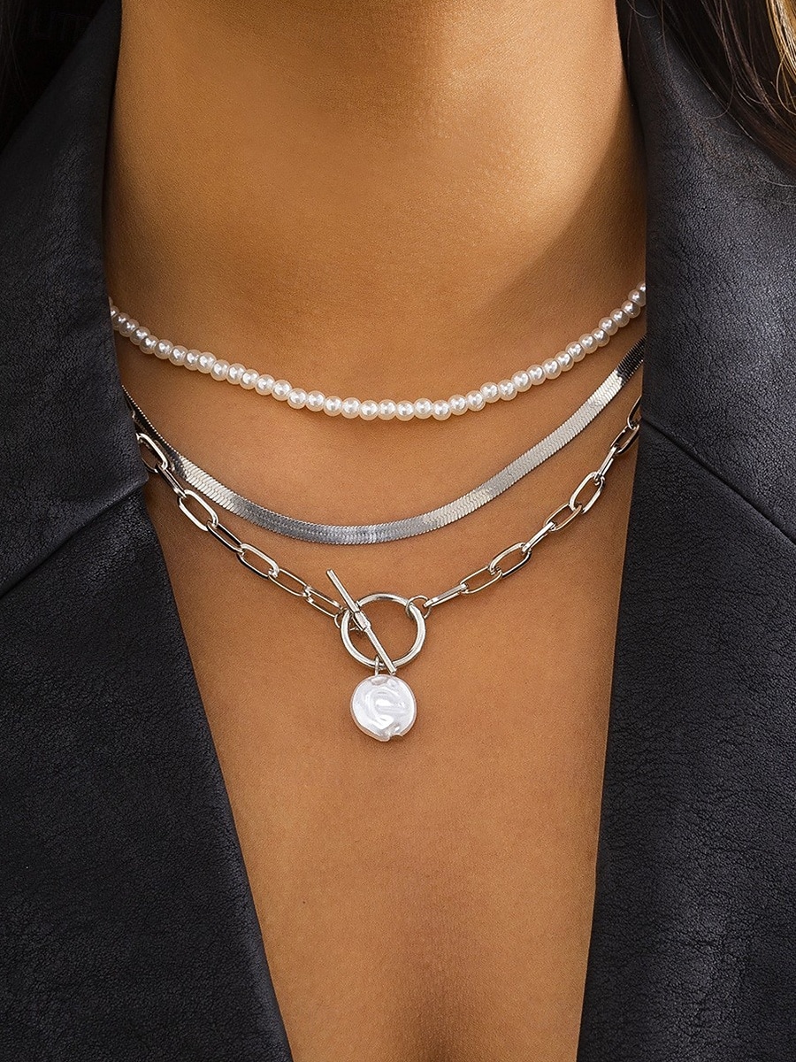 choker-kaulakoru kromi naisten punk-muoti kerroksinen epäsäännöllinen kaulakoru häihin ystävänpäiväkadulle 2026 - $11.99 –P2