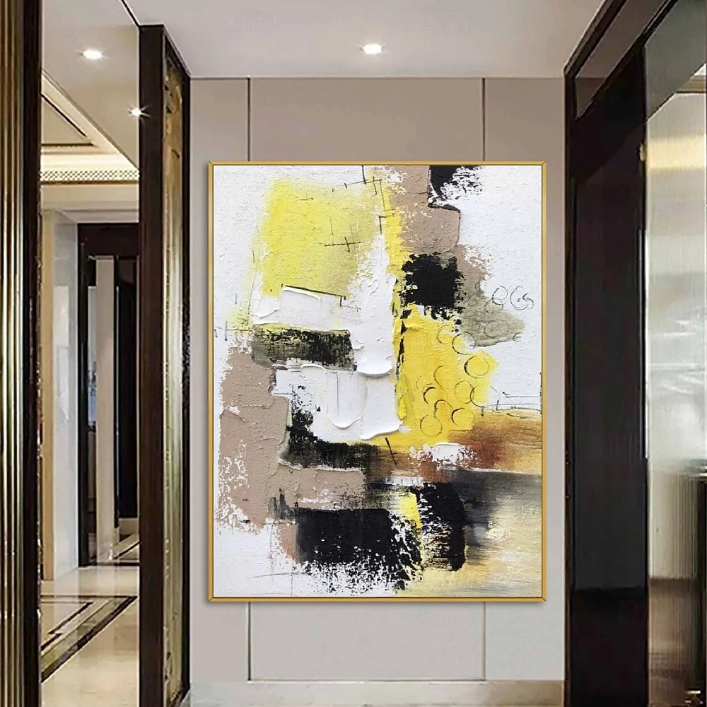 White Gray Yellow Textured Painting Large Colorful Abstract Painting Texture Abstract Painting Colorful Knife Painting Hand-painted Abstract Art Large Canvas Art Boho Decor 2025 - $116.99 –P6