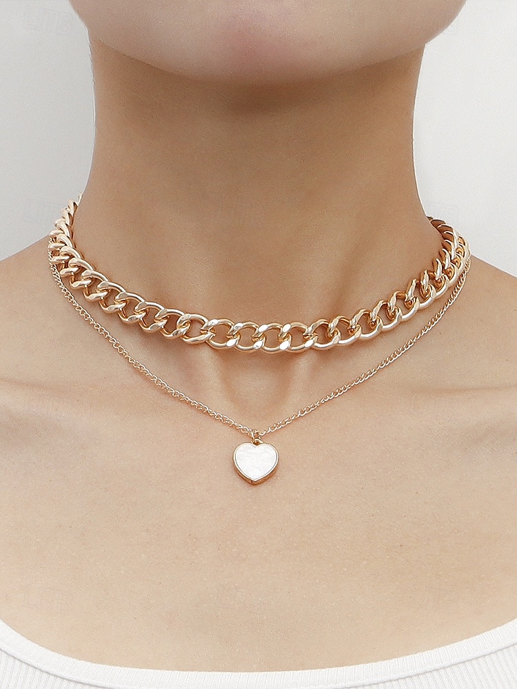 elegant lagerhalsband med guldkedja - runt hänge & chunky choker för kvinnor, perfekt för formella evenemang och fester 2025 - $9.99 –P6