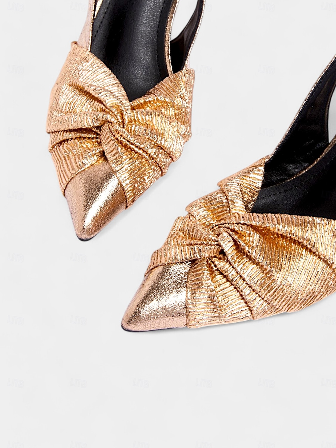 naisten metallikultaiset slingback kitten heel -kengät - tyylikkäät kierretty solmumuotoiset teräväkärkiset pumput ilta- ja juhlapukeutumiseen 2025 - $34.99 –P7