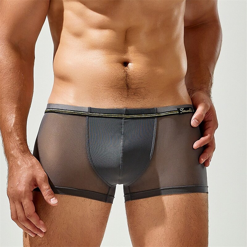 Herren 1 pc Unterwäsche Boxer Boxer-Shorts Patchwork Chinlon Atmungsaktiv Weich Komfortabel Farbblock Mittlere Hüfthöhe Schwarz Weiß 2025 - $10.49 –P11
