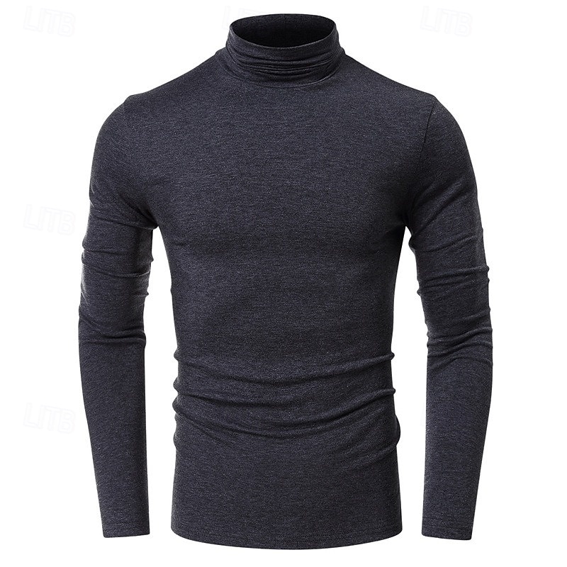 Herre T skjorte Turtleneck skjorte Langermet skjorte Langermet Rullekrage Vår & Vinter عادي Mote Designer Fritid Klassisk Gate Sport Ferie Lyseblå Marineblå Svart Topp T-skjorte for menn 2025 - $15.49 –P13
