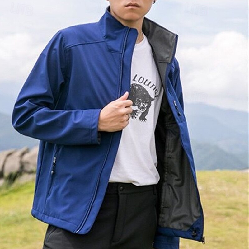 Homens Jaqueta Softshell Jaqueta de Trilha Ao ar livre Térmico / Quente A Prova de Vento Impermeável Jaquetas em Velocino Jaqueta corta-vento Viajar Preto Azul Marinho Cinzento de 2025 por $42.39 –P6