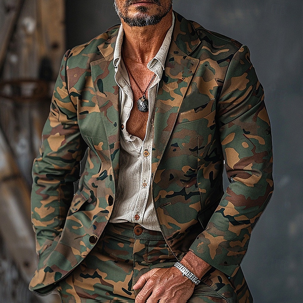 Men's Camo Long Sleeve Turndown Vintage Casual Outdoor Street Daily Buttons 3D Print Multi Pocket 2025 - $71.03 –P2