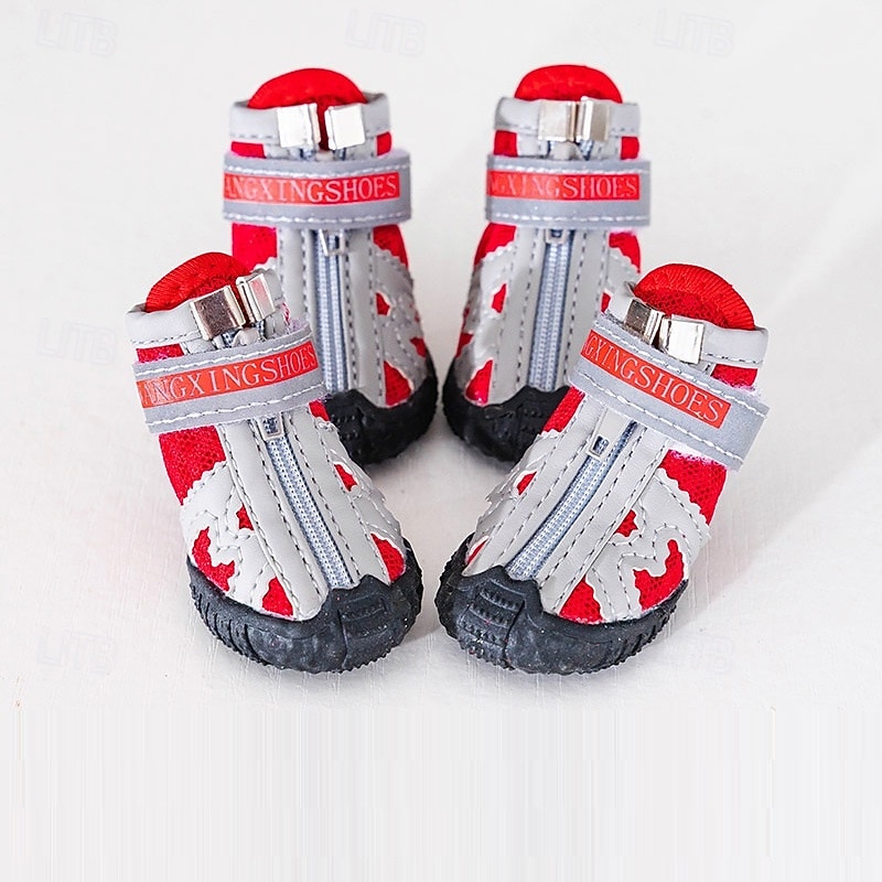 Hunde Hund Schuhe und Stiefel Regenstiefel Rutschfest Sneaker Casual / sportlich Farbblock Für Haustiere Gummi Schwarz 2026 - $30.99 –P7