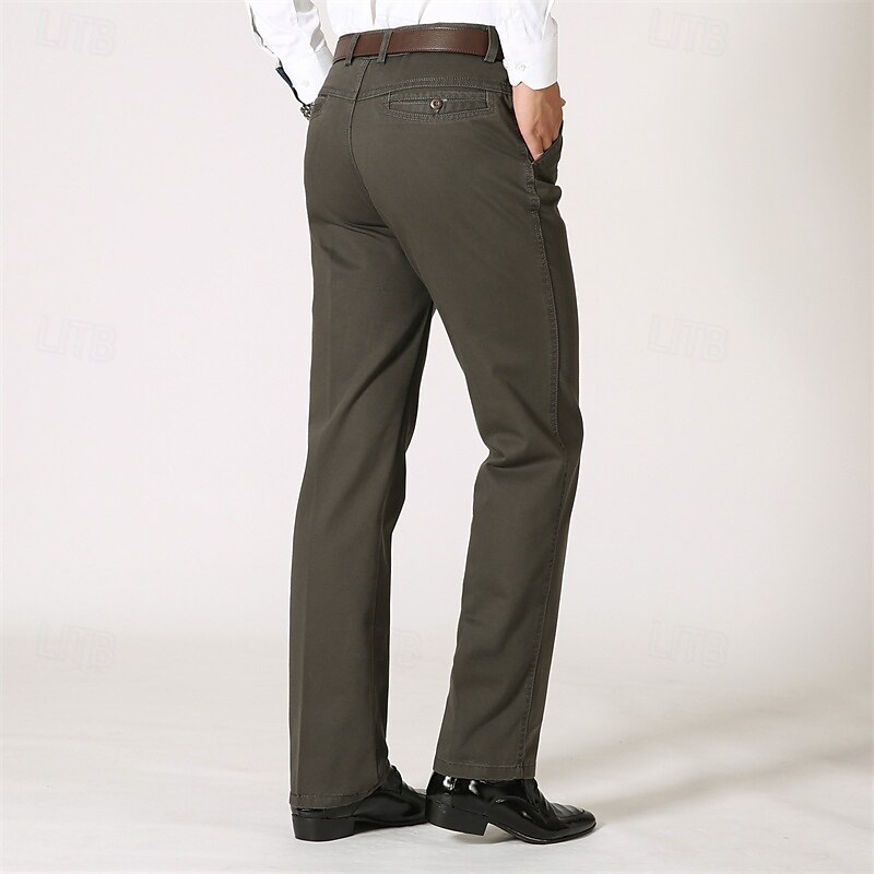 Homens Social Calças chinês Botões Bolsos Tecido Conforto Formal Festa Trabalho Moda Estilo Clássico Preto Marron Micro-Elástica de 2025 por $22.99 –P6