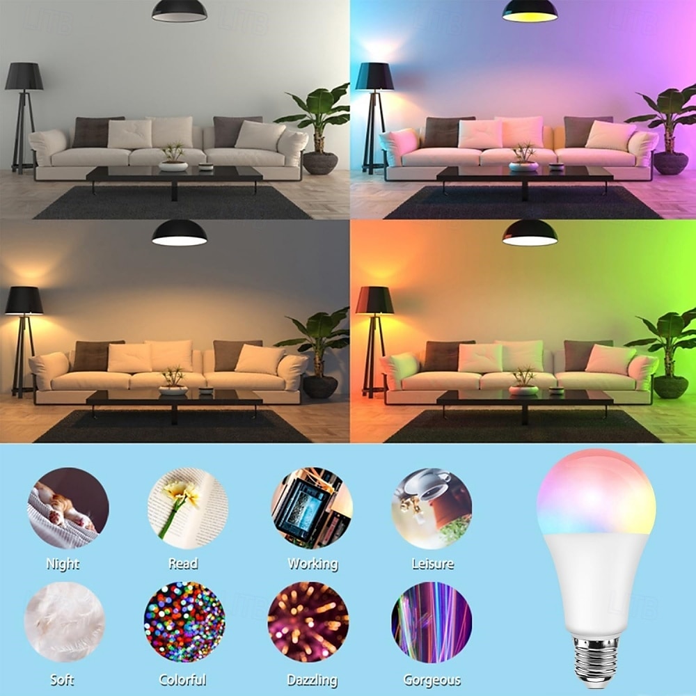 E27 A19 RGBW Color-Changing LED Bulb with Remote, 5W/10W, 16 Colors, Dimmable & Memory Function for Party, Bedroom, Outdoor 1 Pack 2026 - $9.49 –P5