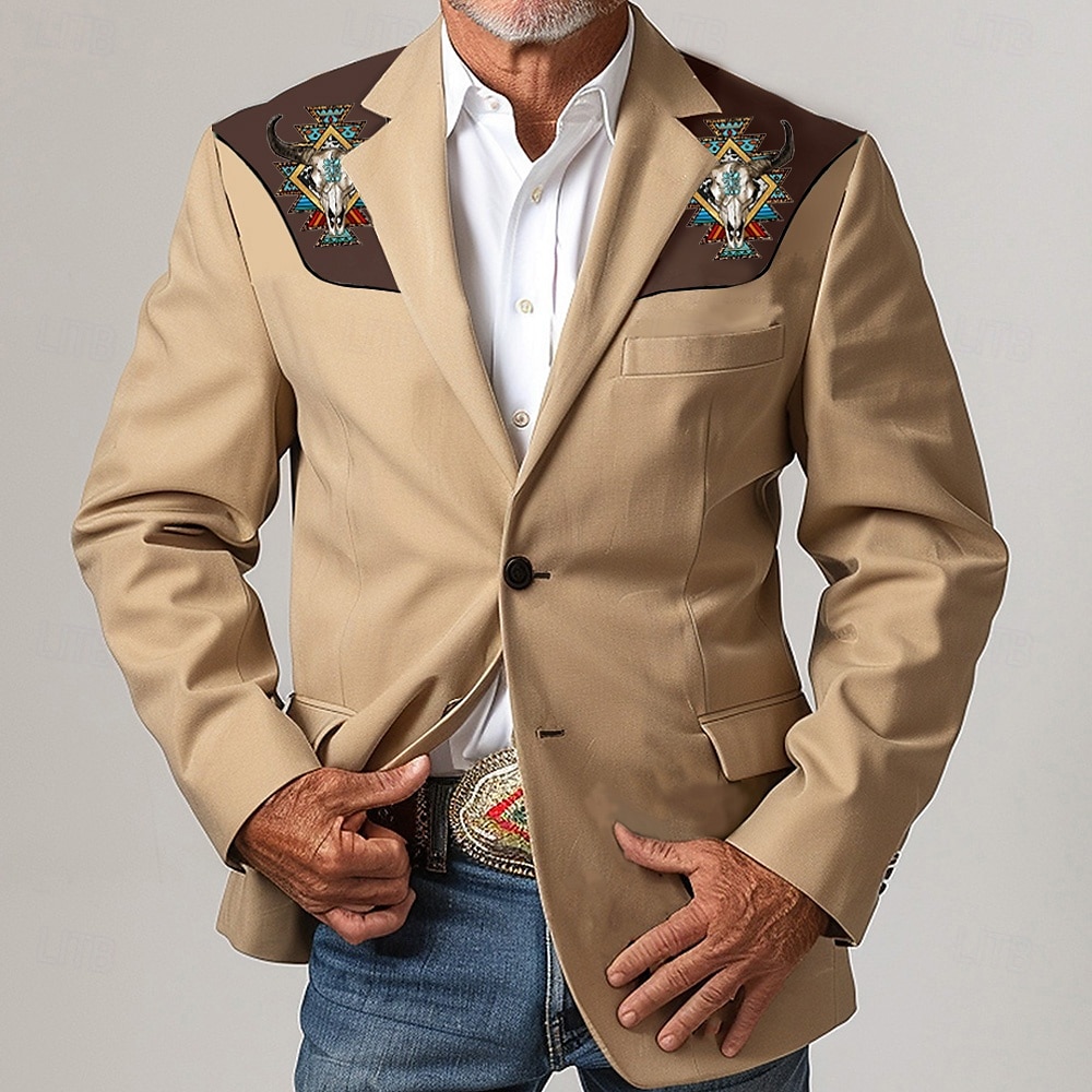 kentucky derby Voor heren Vee Doodskoppen Lange mouw Strijkijzer Vintage Casual Buiten Straat Dagelijks Knop 3D-afdrukken Meerdere zakken 2025 - $73.99 –P1