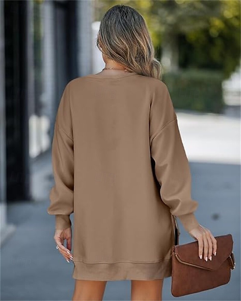 pull femme décontracté uni décontracté col rond manches longues noir rose vin vert kaki automne&amp; hiver de 2025 ? $44.99 –P10